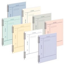 MUNID It spring 康乃爾筆記本8件組 螺旋筆記本套裝 學生辦公記事本, 1組, 玫紅色 + 白色 + 紫羅蘭 + 淺海軍藍 + 橄欖色 + 黃色 + 綠色 + 米色