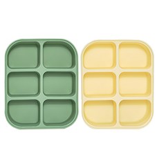 MODU'I BLUEMAMA 6格矽膠嬰兒副食品分裝盒 Set, 薄荷綠 + 奶油黃, 378ml, 2個