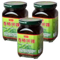 康健生機 香椿拌醬, 採用原裝進口葡萄籽油製作, 省產新鮮食材製作, 天然健康, 全素可食, 380g, 3罐