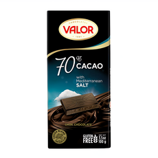 VALOR 海鹽黑巧克力片 70%可可 地中海海鹽點綴 鹹甜交織, 100g, 1片