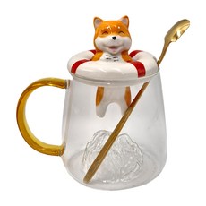 馬克杯 含攪拌棒 380ML, 泳圈柴犬, 1個