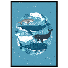BOLUO GALLERY 菠蘿選畫所 海底精靈 鯨魚 ANSD3405B 掛畫, 黑色