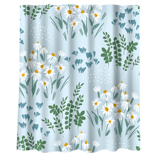 半島良品 不透光防霉防水浴簾 附掛勾, 雛菊綠葉, 1個