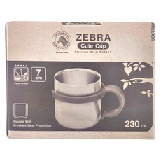 ZEBRA THAILAND 304不鏽鋼雙層隔熱杯 7cm 230ml 可愛杯, 黃色, 1個
