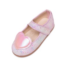 LA STELLA 女童款光澤愛心平底公主鞋