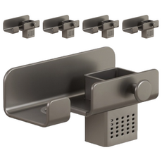 太空鋁免打孔系列 吹風機置物架 24x10x12cm 太空鋁+碳鋼+ABS材質 多用途掛勾, 槍灰色, 5個