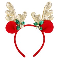 鈴鐺髮箍 金鹿角紅耳朵 聖誕髮飾
