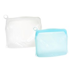 OUTSY 可密封果凍QQ矽膠食物夾鏈袋, 食品級矽膠 安全無毒 經久耐用, 可重複使用 環保好清洗, 耐冰耐熱, 輕量便攜 ..., 17.5 x 5.5 x 21.5cm + 22.5 x 6 x 23.5cm, 2個, 1組