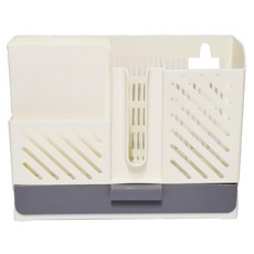 E.dot 壁掛直立餐具瀝水架 多功能置物架收納盒, 白色, 1個