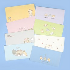 Pinkfoot 貓咪橫式信封8款x12張 + 貓咪便條信紙組 1組 (信紙款式隨機出貨), 隨機出貨(信封), 1個