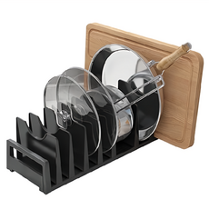 廚房碗盤架鍋具架 45cm ABS + 鋁合金材質 節省空間 瀝水設計 間距可調整, 1個, 黑色