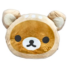 Rilakkuma 拉拉熊 梅花小鹿造型 溫暖靠枕 附輕柔毛毯, 咖啡色, 靠枕 42 x 32cm 毛毯 150 x 90cm