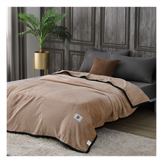 DESMOND 法蘭絨金貂絨素色毯, 150 x 200cm, 沙漠駝, 1個