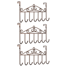 鐵藝門後掛鉤 精細焊接 圓珠 黑色/古銅色, 咖啡色, 3個