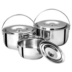 BUFFALO 牛頭牌 新小牛 調理鍋 16cm 20cm 22cm JIS SUS 304不銹鋼, 1.3L + 3L + 3.8L, 單色, 1組