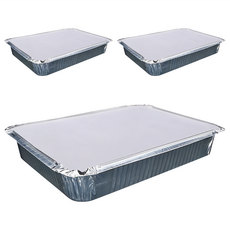 生活King 加蓋鋁箔料理盒 方形 - 鋁箔材質導熱快 加蓋保鮮 易收納, 3個, 1組