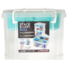 KEYWAY 聯府 手提雙層整理箱 9L, 透明色 + 綠色, 1個