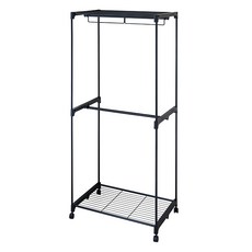 TRUELIFE OUTLET 耐重雙層吊衣架 附輪 RH2503-BK, 黑色