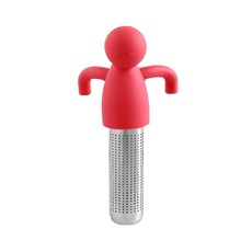 喜悠力 可愛紅色小人造型懶人沖茶器 304不鏽鋼 方便易用 趣味造型, 不適用, 1個