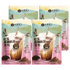 台灣茶人 紅玉黑糖奶茶包, 添加台灣古早味黑糖, 頂級台灣紅玉原片, 輕鬆沖泡在地台灣味, 35g, 5包, 4袋