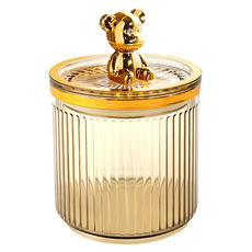 E.dot 時尚小熊密封收納罐/置物罐/收納盒 NC17081487 8.5 x 12.5cm 不含蓋高8.5cm 琥珀色, 1個