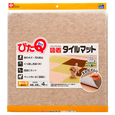 LEC 吸附水洗地墊 4枚入 可重複清洗, 45 x 45cm, 米色, 1包
