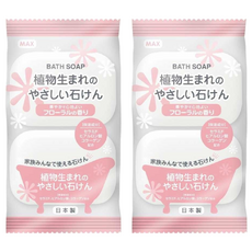 MAX 植物性沐浴石鹼皂 花香 (042348國際條碼後六碼), 80g, 4個