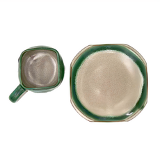 綠流角皿杯皿組 日本製, XL12081-5B, 1組