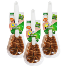 多麼潔 輕巧椰棕洗鍋刷, 天然椰棕刷毛, 環保去油耐用, 彎曲設計, 符合人體工學握把, White, 3個