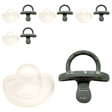 Basilic 貝喜力克 全矽膠拇指型 安撫奶嘴 附防塵蓋, S (0-6個月), 墨綠色, 5個