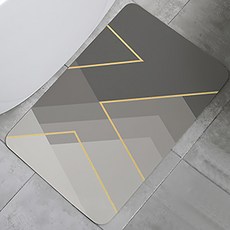 Mega 新奈米皮革軟硅藻土地墊 (鵝卵墊) 防滑 地毯, 60 x 40cm, 幾何線條, 1個