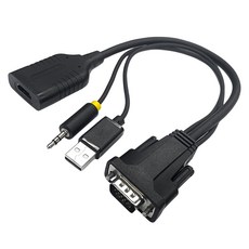 i-gota 愛購它 VGA to HDMI 影音轉接線, 30cm, VGA公+3.5mm公+USB A公 - HDMI母, 1080P高畫質轉換, 黑色, 1條