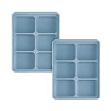 Edison 6格矽膠嬰兒副食品分裝盒 Set, 韓國白金矽膠材質，耐高溫，大容量儲存，貼心盒蓋設計，多種規格可挑選, 藍色, 2個
