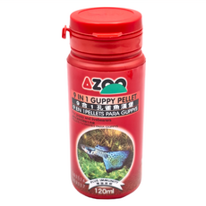 AZOO 9合1孔雀魚漢堡/孔雀魚飼料 小型魚飼料 120ml 燈科魚/孔雀魚/迷宮器魚, 1罐