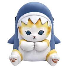 mofusand 貓咪鯊魚造型存錢筒 立體PVC材質, 藍色 + 黃色 + 白色, 1個