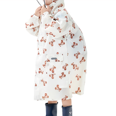 愛北鼻 親子同款加厚防水雨衣,白底泰迪熊,加厚防水材質，多種尺寸可選，讓孩子愛不釋手, S, 1入