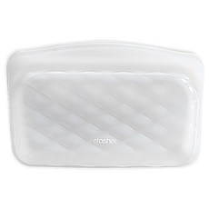 stasher 美妝收納矽膠密封袋 長形 全透明包身 耐高溫耐低溫 無毒無味, 白色, 19.1 x 17.7 x 12.8 x 2.5cm