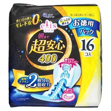 elleair 艾黎艾爾 elis 愛麗思 超安心衛生棉 夜用, 40cm, 16片, 1包
