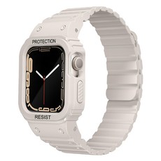 Imall 蘋果手錶一體式磁吸矽膠錶帶, 1個, 乳霜