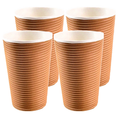 公版 瓦楞橫紋杯 16oz 咖啡 耐熱90度, 25個, 4包