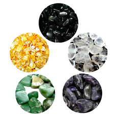 紅運當家 天然五行水晶碎石 分裝優惠組 1000公克 (五色分裝), 約0.5至5公分, 粗顆粒, 1組