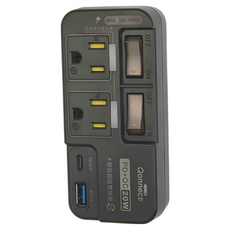 Qonnect 2開2插3P高溫斷電 PD + QC 20W, 黑色, 1個