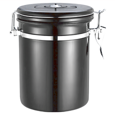 PUSH! 304不銹鋼咖啡豆密封罐，排氣閥密封儲物罐，茶葉罐乾果咖啡罐帶勺, I90, 1個