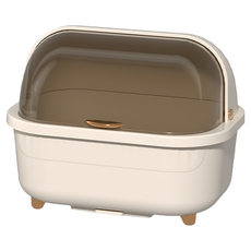 水杯瀝水箱 翻蓋式 特大號 透明灰, 1個