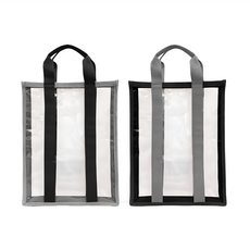Bagtory HK 百寶袋王 透明環保PVC尼龍袋2件組- 27x3x35cm, 特厚0.3mm, 27 x 3 x 35cm, 黑色 + 灰色, 1組