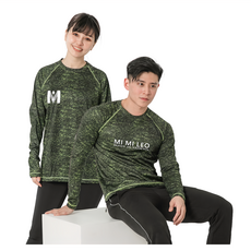 MI MI LEO 台灣製竹炭科技機能薄長袖 登山衣 運動休閒服 MI MI LEO深色款, 黑綠