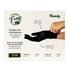 SINCERELY Frog 無粉合成橡膠手套 100入, 黑色, 小 S, 1盒