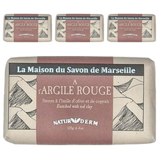 PURESENCE 樸香氛 法國馬賽皂之家 紅土香氛精油面膜皂, 天然保護成分, 清潔保養兩用, 125g, 4顆