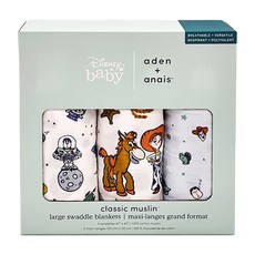 aden + anais 迪士尼 baby 經典多功能包巾 3入組, 100%棉 120x120公分, 玩具總動員