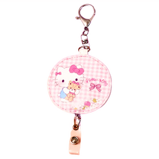 Hello Kitty 凱蒂貓 皮質伸縮證件扣, 7.5*7cm, 凱蒂貓圓邊, 1個